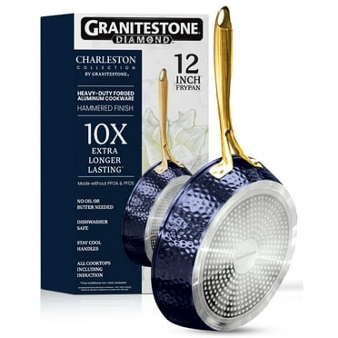 Granitestone Charleston Nonstick Frying Pan 12" inch Skillet Cooking Pan Induction Cookware Deep Fry Oven Safe Hammered