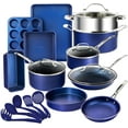 thumbnail image 1 of Granitestone Diamond 20 Pc Pots and Pans Set Non Stick Cookware Set with Mineral and Diamond Coating, Pot and Pan Set with Bakeware Set and Utensils, Non Stick Pots and Pan Set, Blue, 1 of 11