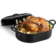 thumbnail image 1 of Granitestone Oval Roaster Pan, Large 19.5” Ultra Nonstick Roasting Pan with Lid, Grooved Bottom for Basting, Broiler Pan for Oven, Dishwasher Safe, Up to 25lb Turkey/Roast, Serves 12 – 25, 1 of 8