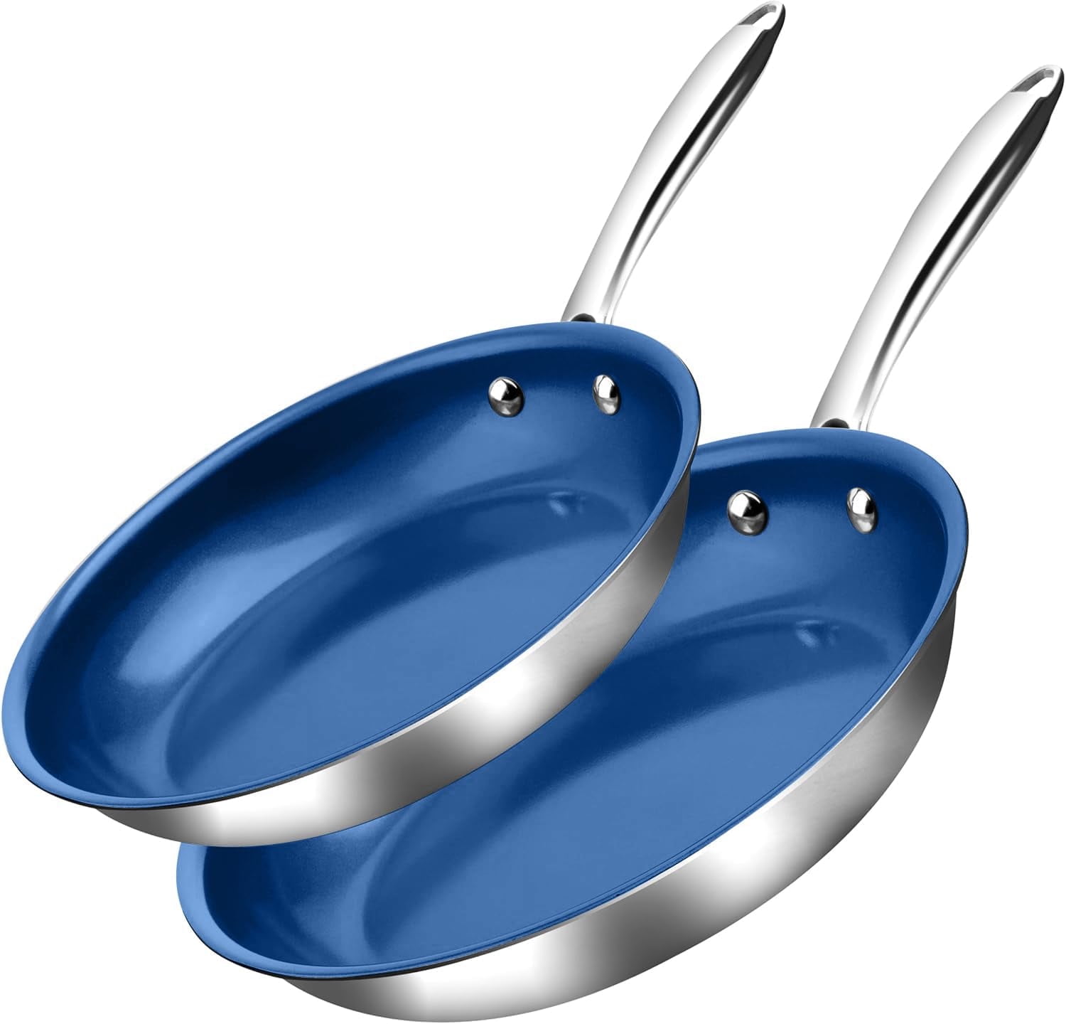 Granitestone Ceramic Non Stick Frying Pans Skillet, 10 & 11.5 Inch Stainless Steel Pans for Cooking Non Toxic, Oven and Dishwasher Safe