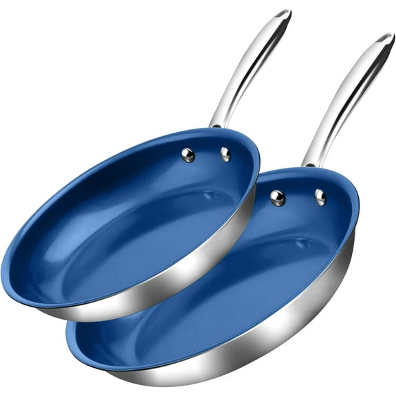 Granitestone Ceramic Non Stick Frying Pans Skillet, 10 & 11.5 Inch Stainless Steel Pans for Cooking Non Toxic, Oven and Dishwasher Safe