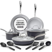 Granitestone Pro 13 Pc Pots and Pans Set Non Stick with Utensils, Hard Anodized Ceramic Cookware Set with Skillet, Diamond & Mineral Coating, Oven/Dishwasher Safe, Chalk
