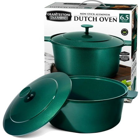 Granite Stone Ultra-Durable Mineral & Diamond Infused Nonstick Coating 6.5-Qt. Dutch Oven, Emerald Green