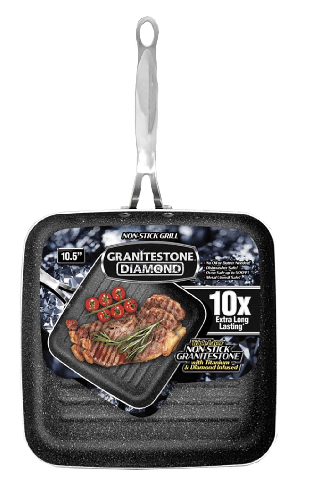Granitestone Grill Pan 10.25" Nonstick and Scratchproof Stovetop