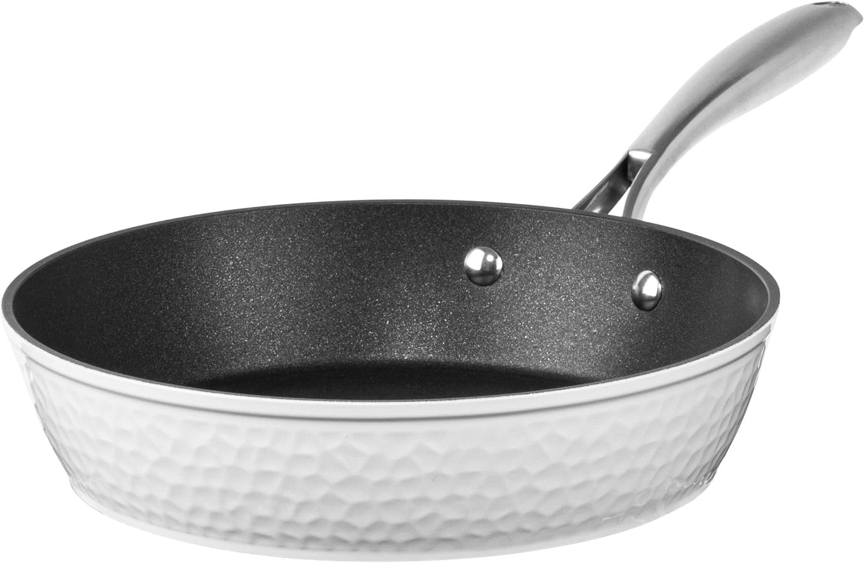 Granitestone 12 Inch Non Stick Frying Pans Nonstick Frying Pan Skillet Nonstick Pan, Large Non Stick Pan, Induction Pan, Kitchen Pans for Cooking Pan, Skillet Pan, Dishwasher Safe, Hammered White