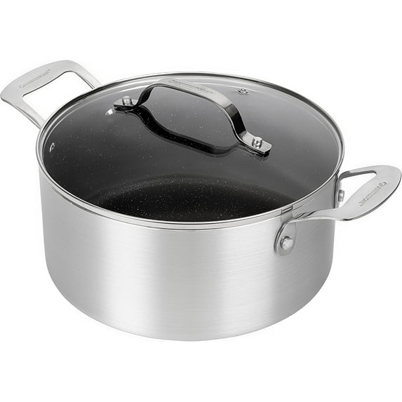 Granitestone 5 Quart Stock Pot Nonstick Coating hard anodized Pasta Pot Stock Pot Non Stick with Tempered Glass Lid, Dishwasher & Oven Induction Safe