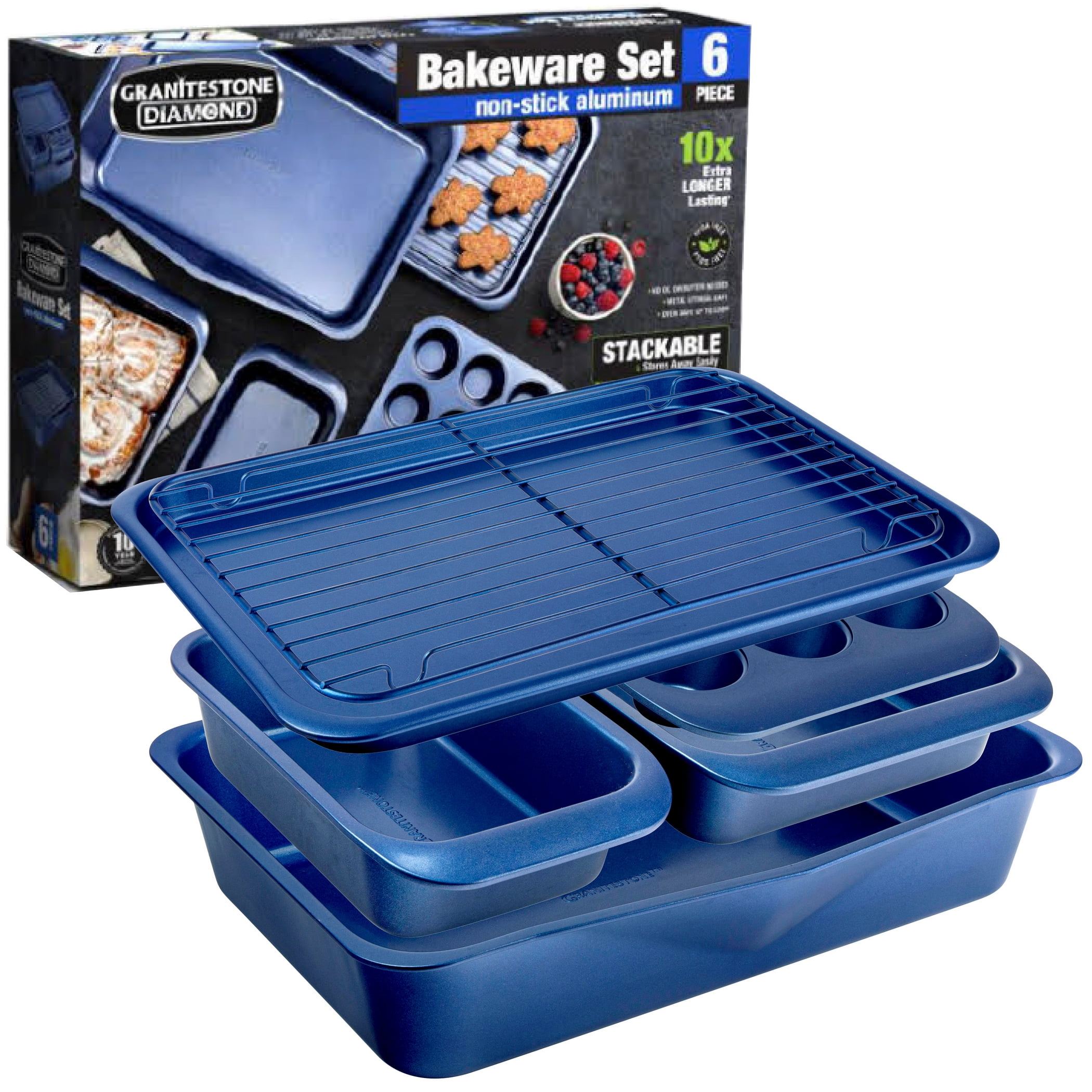 Granitestone Blue 6-Piece Nonstick Stackable Bakeware Set