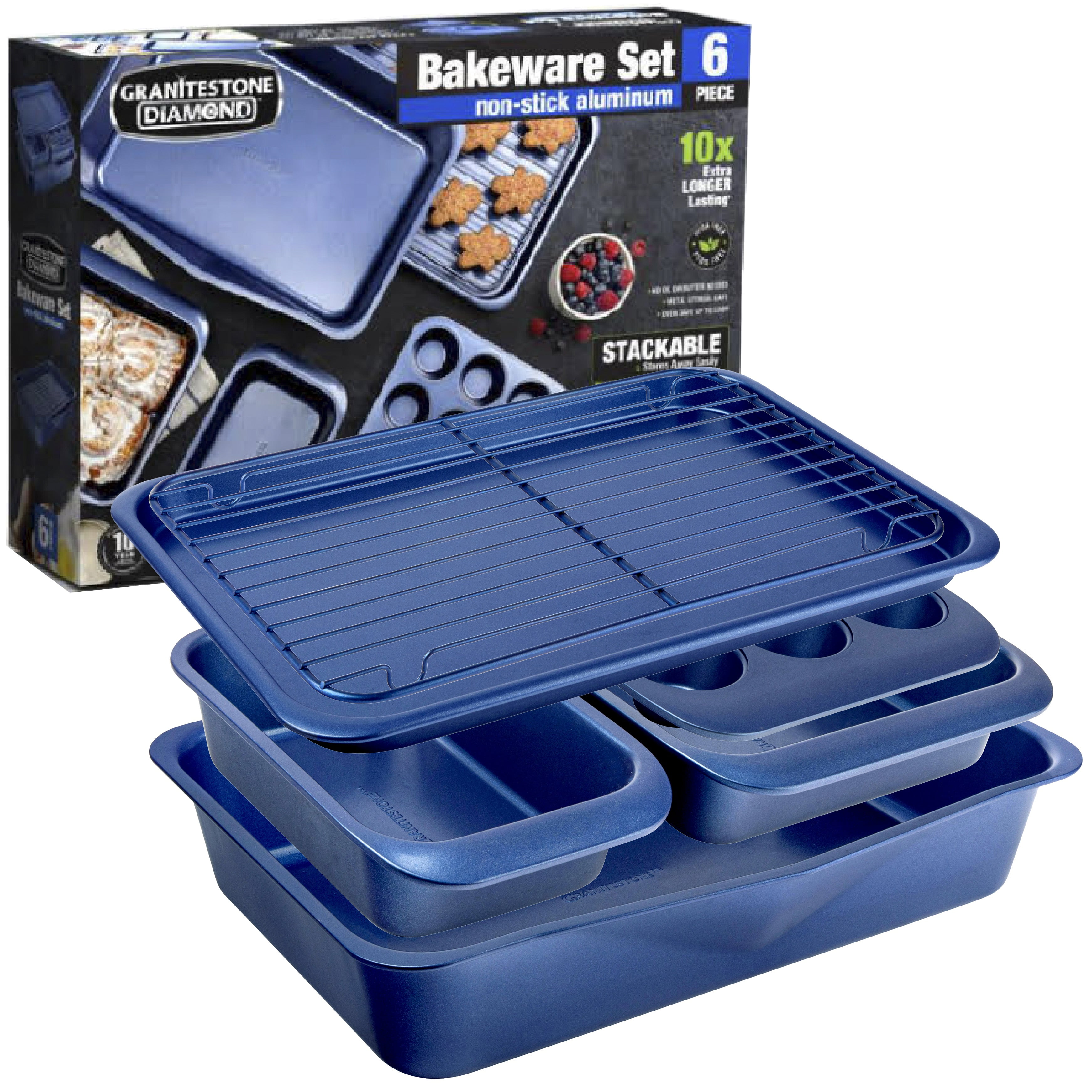 Granitestone Blue 6-Piece Nonstick Stackable Bakeware Set