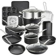 thumbnail image 1 of Granitestone True 20 Pc Pots and Pans Set Non Stick Cookware Set with Square Pan/Bakeware Set, Non Toxic Pot and Pan Set, Oven/Dishwasher Safe, Non stick Pots and Pan Set, No Cheater Pieces, Black, 1 of 8