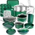 thumbnail image 1 of Granitestone 20 Piece Non-Stick Cookware Set, Granite Coated, Oven Safe, Dishwasher Safe, Green, 1 of 13