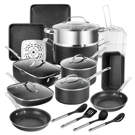 Granitestone Nonstick Pots and Pans 22 Piece Kitchen Baking Pans Cookware Set Cookie Sheet Bakeware Cooking Pot Saucepan
