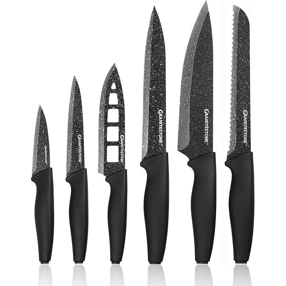 Granitestone Nutriblade Knife Set, High Grade Professional Chef Kitchen Knives Set, Toughened Stainless Steel with Nonstick Mineral Coating, Rubberized Ergonomic Grip, Dishwasher Safe