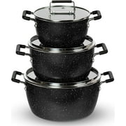 Granitestone 6 Pc Pots and Pans Set Non Stick, 1.5Qt, 3Qt, 5Qt Nesting Pots Set for Cooking with Induction Cookware Set, Space Saving, Non Toxic, Dishwasher Safe