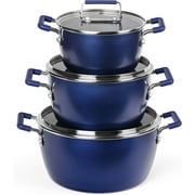Granitestone 6 Pc Pots and Pans Set Non Stick, 1.5Qt, 3Qt, 5Qt Nesting Pots Set for Cooking with Induction Cookware Set, Space Saving, Non Toxic, Dishwasher Safe