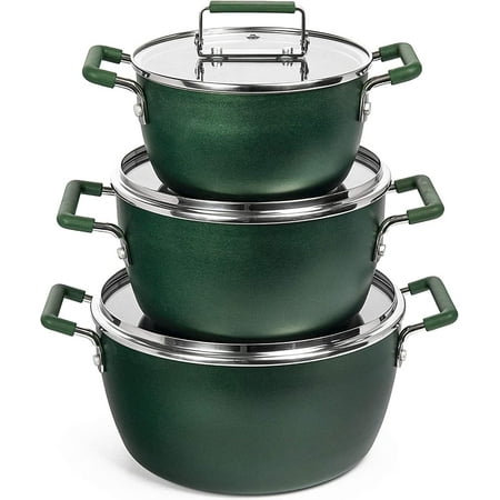 Granitestone 6 Pc Pots and Pans Set Non Stick, 1.5Qt, 3Qt, & 5Qt Nesting Pots Set for Cooking with Induction Cookware Set, Space Saving, Non Toxic, Dishwasher Safe