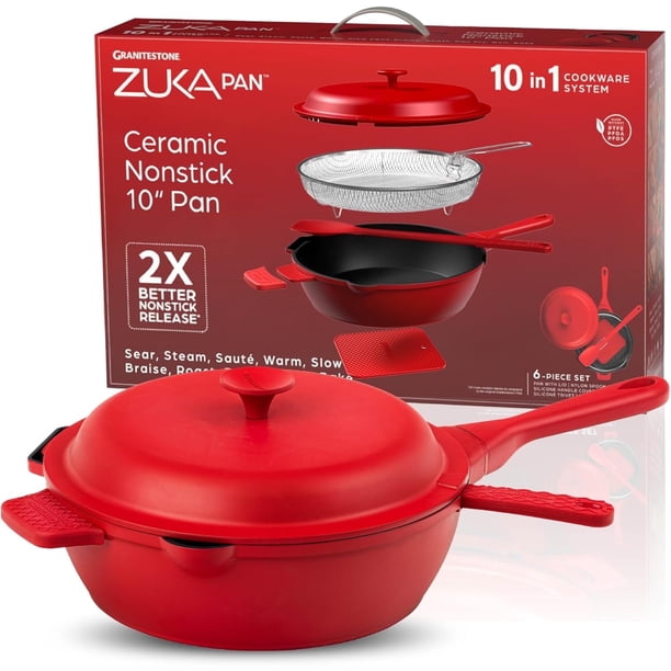 Granitestone ZUKA Ceramic Pan, 12 Inch Ceramic Deep Frying Pan Set