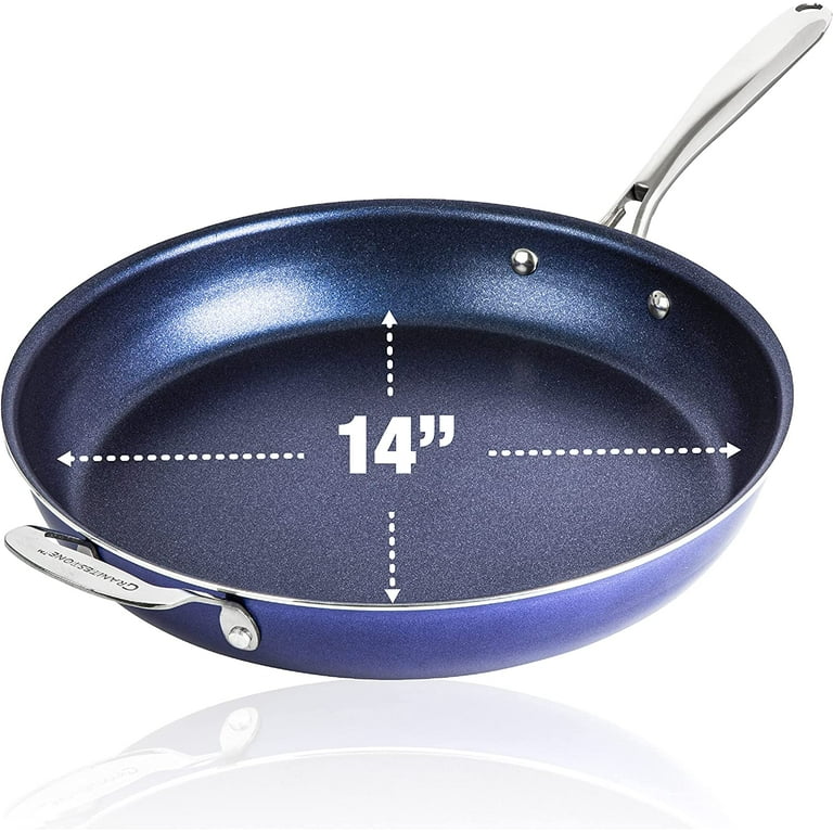 Granitestone Nonstick 14 Frying Pan with Lid Ultra Durable Mineral and Diamond Triple Coated Surface, Family Sized Open Skillet