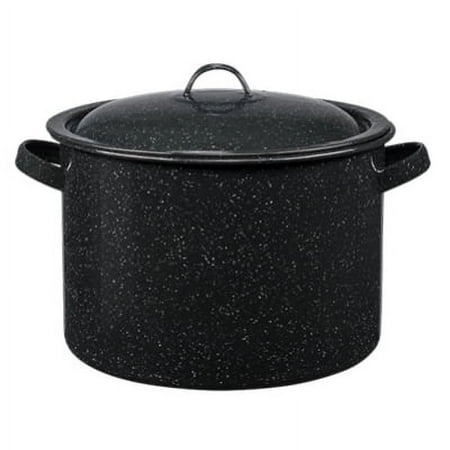 Cinsa Stew Pot Graniteware Enamel on Steel Nonstick with Lid - 7.5 Qt, Black