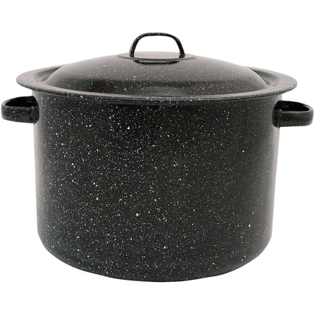 Cinsa Stew Pot Graniteware Enamel on Steel Nonstick with Lid - 7.5 Qt, Black — Residential Use, Standard Application