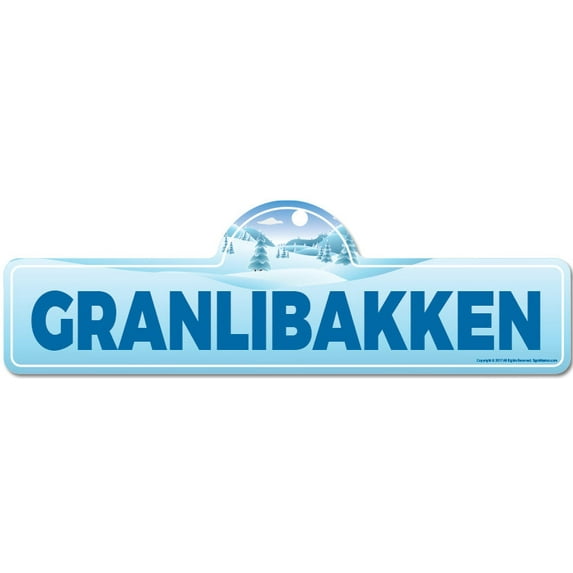 Granlibakken Street Sign | Indoor/Outdoor | Skiing Skier Snowboarder Décor for Ski Lodge Cabin Mountian House | SignMission personalized gift