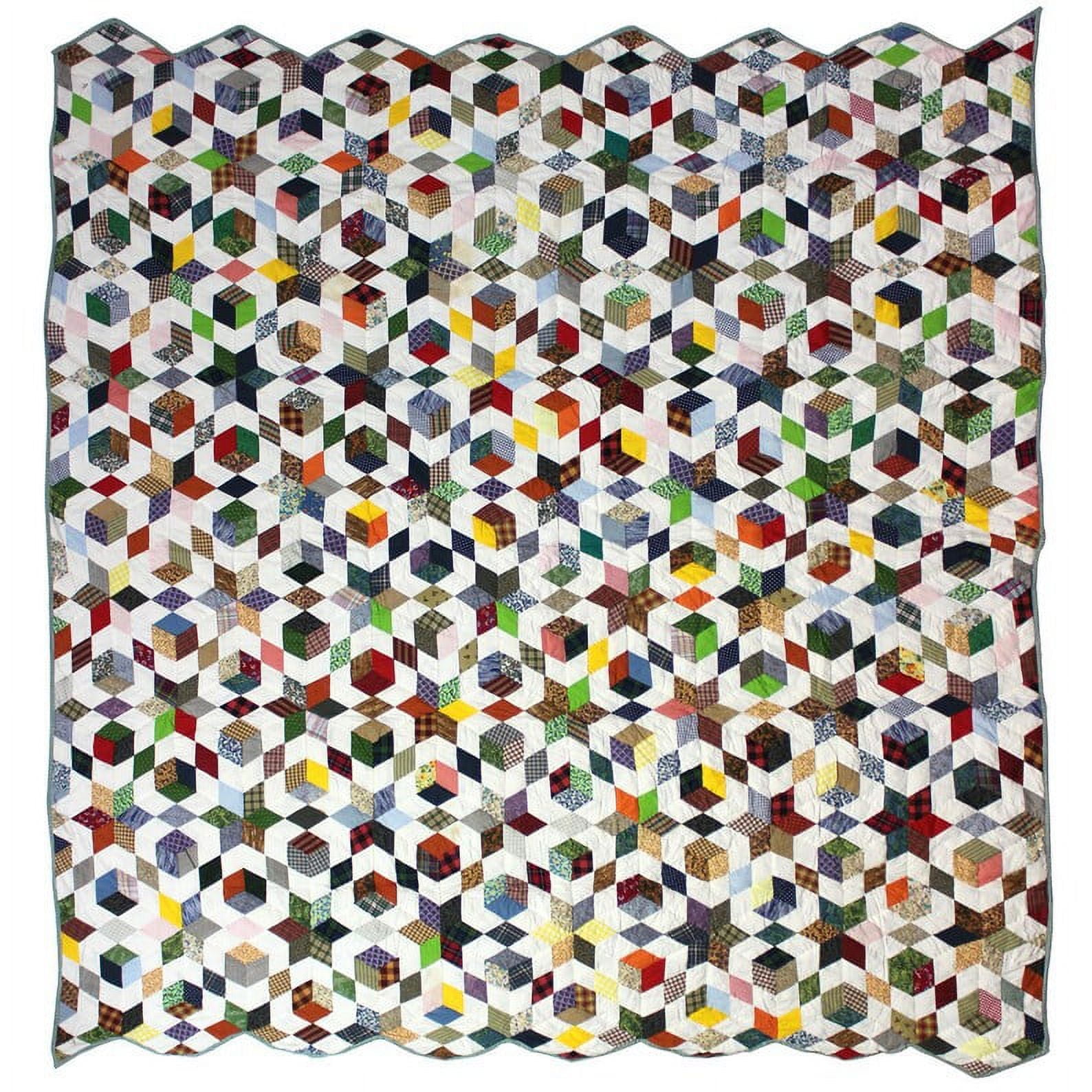 Granma Memory, Hand cut and Patchwork cotton fabric blocks,handmade quilt - Queen