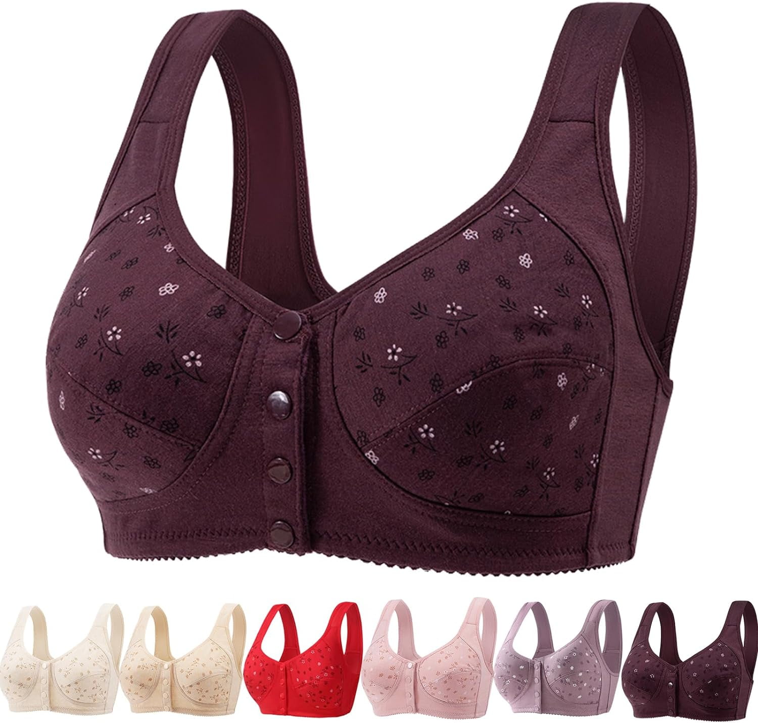 Granny Bra, Snap Front Bra Older Women, Cotton Front Closure Bra for  Seniors - Walmart.com