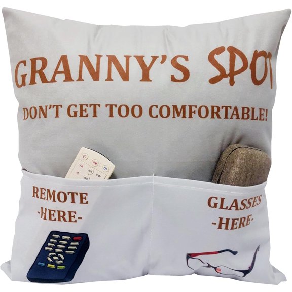 Granny Gifts, 2-Pocket 2-Sided Throw Pillow Covers 18x18 Inch and Engraved Spoon, Birthday Christmas Thanksgiving Day Gifts for Granny Grandma
