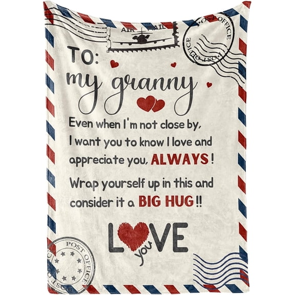 Granny Gifts, Grandma Gifts for Granny, Flannel Throw Blankets on Mother's Day, Christmas, Birthday, 50" x 65", Blue Flowers
