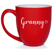 Granny With Heart Ceramic Coffee Mug Tea Cup Gift for Her, Sister, Women, Grandparents  Day, Family, Friend, Pregnancy Announcement, Mother s Day, Grammy, Grandmother, Mom, Cute 16oz Red