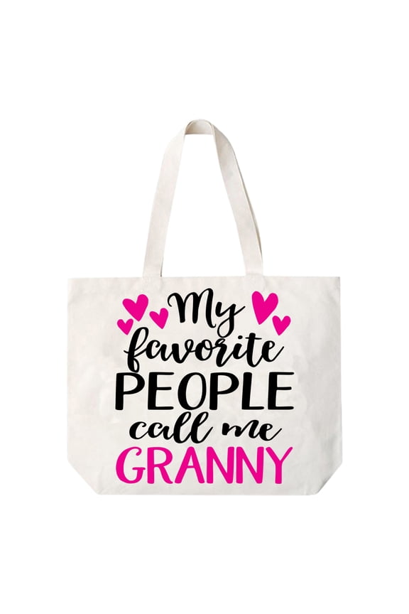 Granny My Favorite People Call Me Granny Canvas Tote Bag Grandma Gift Idea Book Bag Travel Tote Handbag -COCOVICI