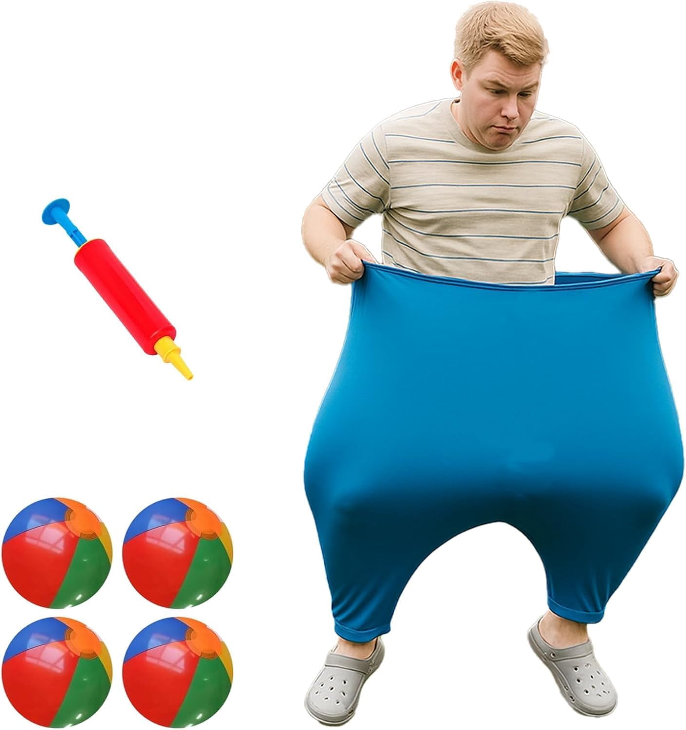 Granny Pants Outdoor Game with 4 Bouncy Balls and 1 Air Pump, Fun Family Reunion & Adult Yard Game for Groups - The Ultimate Backyard Party Tossing & Catching Games