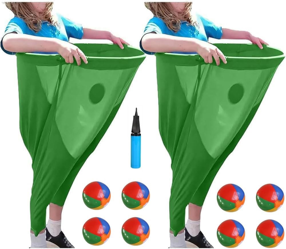 Granny Pants Yard Game, 2025 New Funny Giant Stretchy Pants, Granny Pants Outdoor Game with 4 Bouncy Balls & 2 Marker Cones