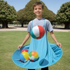 Granny Pants Yard Game, 2025 New Giant Outdoor Tossing Game Interactive Tossing & Relay Race for Lawn Backyard, 2 Elastic Balls+Pump ,Light Blue