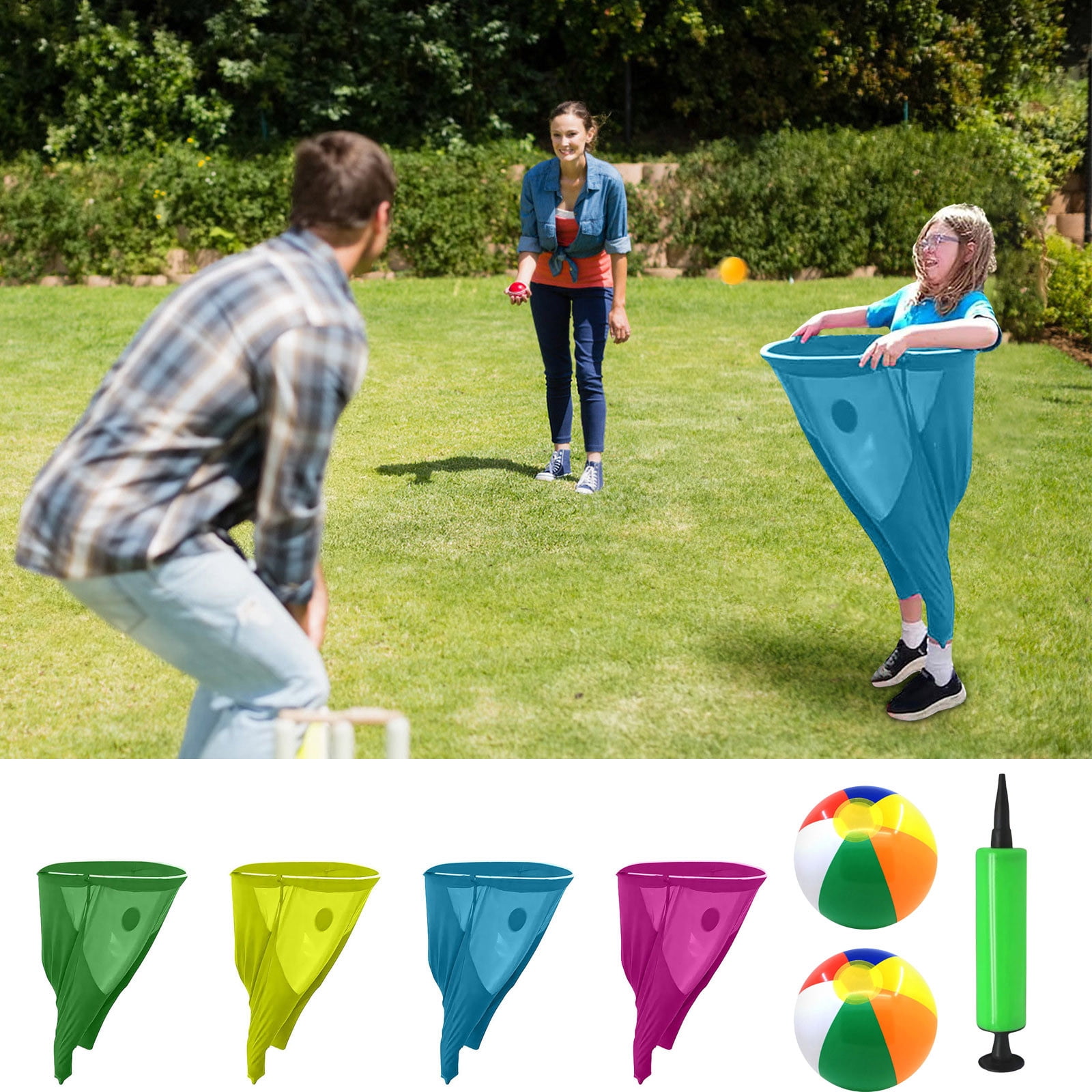 Granny Pants Yard Game, Granny Pants Outdoor Game for Adults, Giant Outdoor Games Recreational Tossing, Team Relay Game with Bouncy Ball Party Granny Pants Game Set-1 Blue