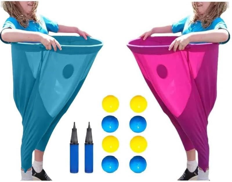 Granny Pants Yard Game: Granny Pants Outdoor Game for Adults Kids, 2Pcs Super Gaint Pants Challenge Games with 8 Bouncy Balls & 2 Pumps, The Ultimate Backyard Party Family Reunion Field Day Games