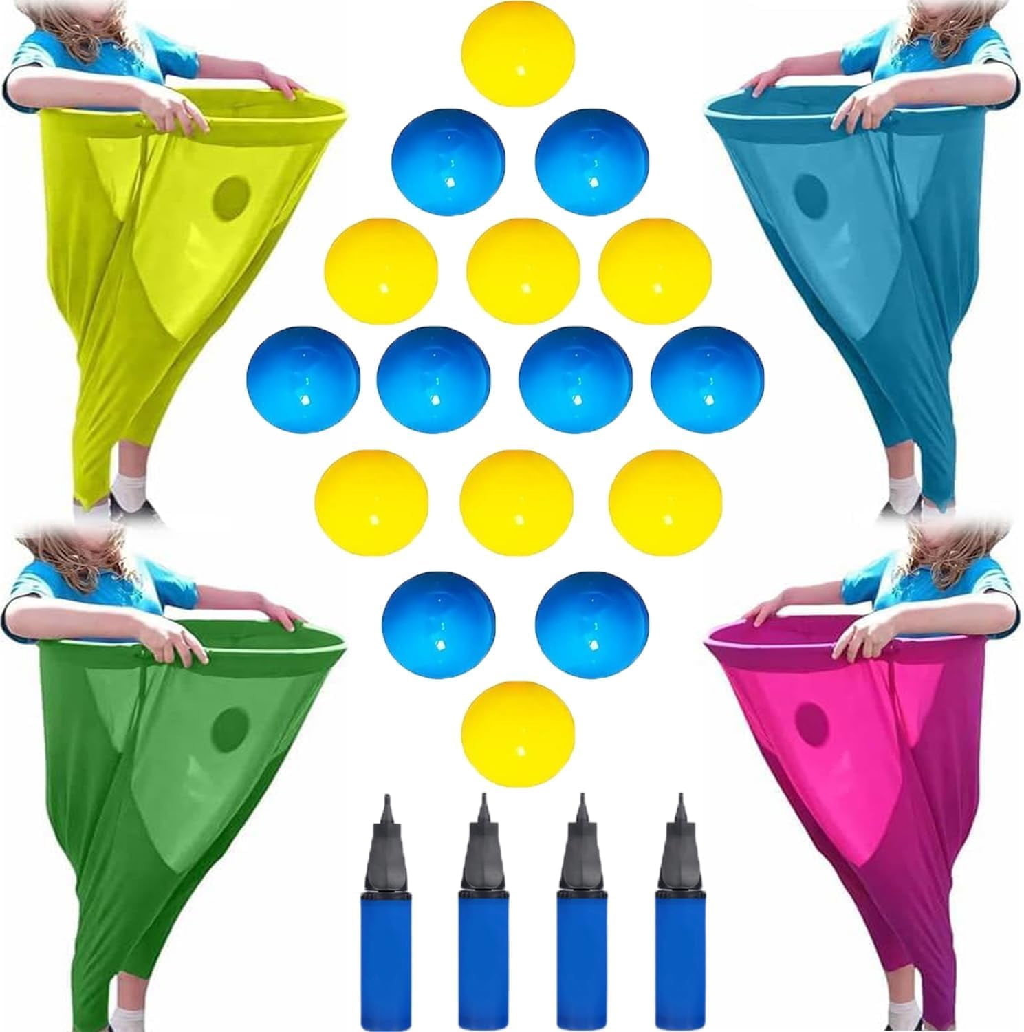 Granny Pants Yard Game: Granny Pants Outdoor Game for Adults Kids, 2Pcs Super Gaint Pants Challenge Games with 8 Bouncy Balls & 2 Pumps, The Ultimate Backyard Party Family Reunion Field Day Games