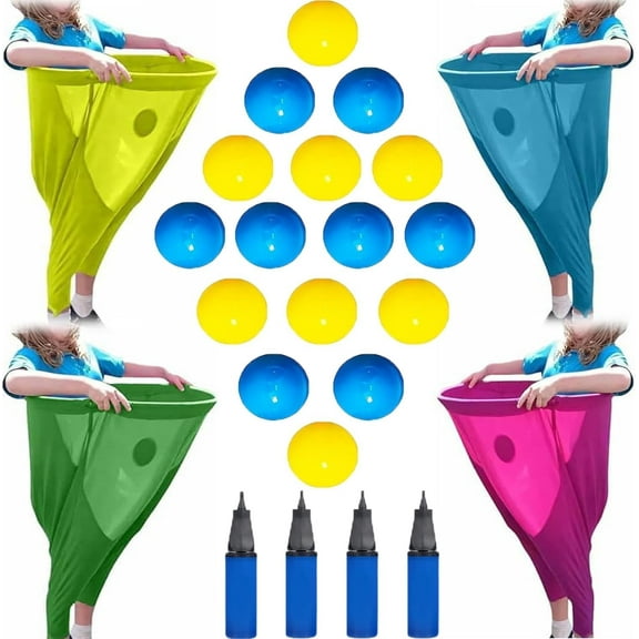 Granny Pants Yard Game: Granny Pants Outdoor Game for Adults Kids, 2Pcs Super Gaint Pants Challenge Games with 8 Bouncy Balls & 2 Pumps, The Ultimate Backyard Party Family Reunion Field Day Games