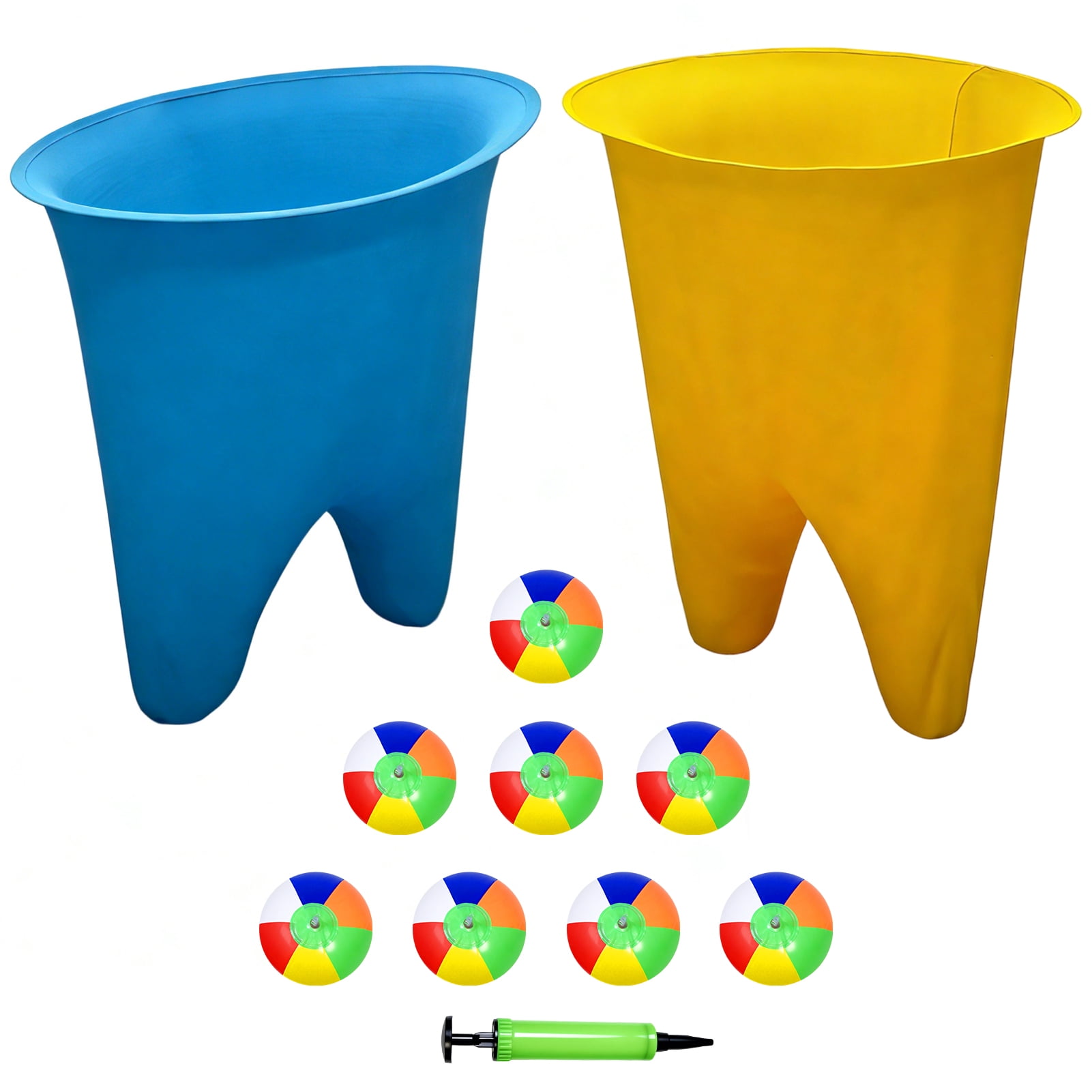 Granny Pants Yard Game, Granny Pants Outdoor Game, with Yellow & Blue Pants and 8 Bouncy Balls & 1 Air Pump, Giant Yard Games for Adults Friends Gathering Backyard Lawn Party(11 PCS)
