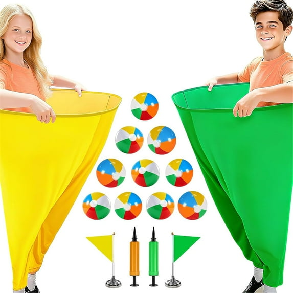 Granny Pants Yard Game for Kids (31.5 in * 24 in), 2Pcs Granny Pants Outdoor Games with 10 Bouncy Balls, 2 Pumps & 2 Flags, Granny Pants Game for Groups, Family Gatherings, Backyard(Small),Small