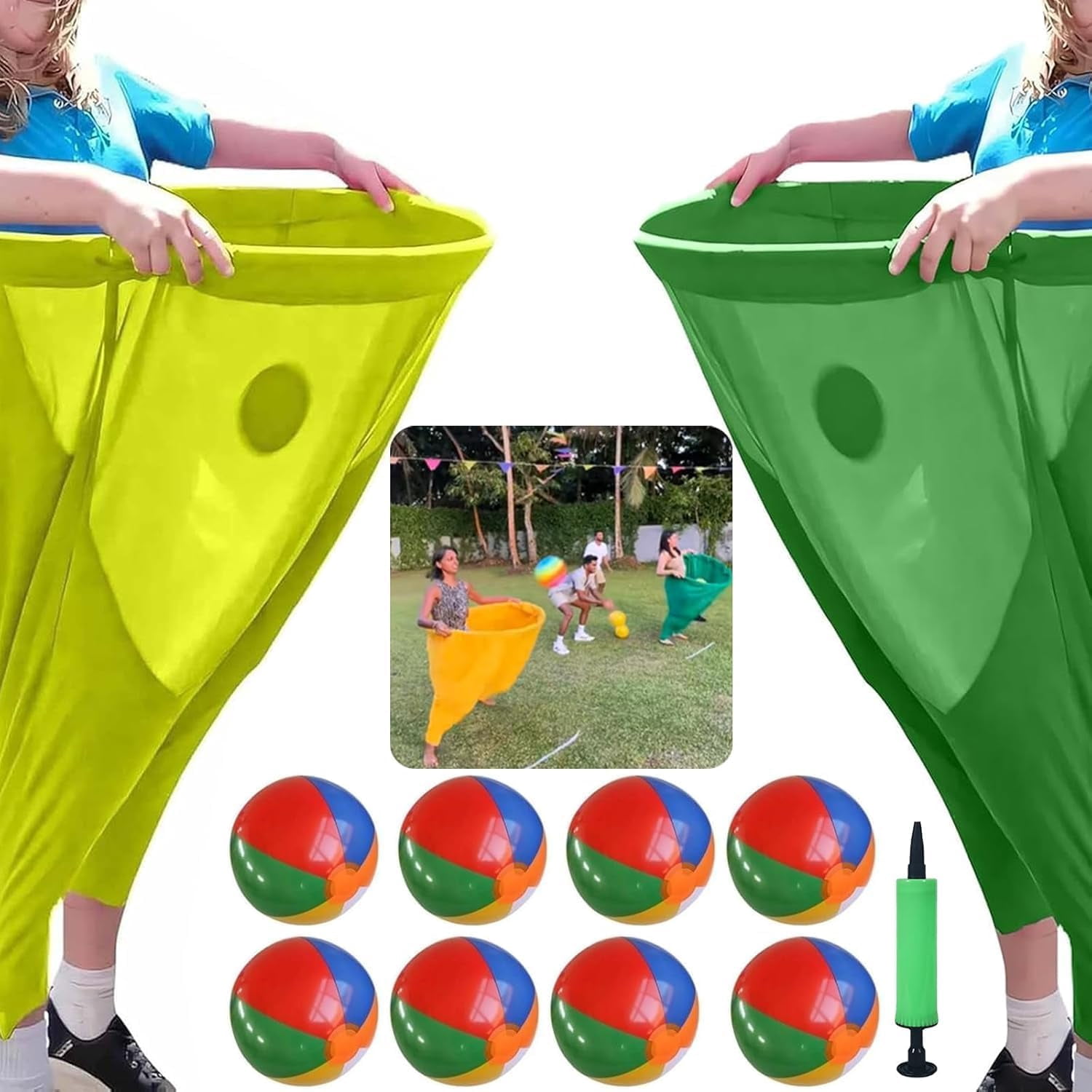 Granny Pants Yard Game, Oversized Granny Pants Outdoor Game for Adults, 2/4/6 Elastic Balls+Pump, Backyard Parties and Field Day