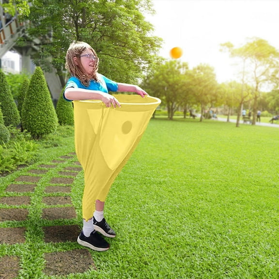 Granny Pants Yard Game Set with 2 Bouncy Balls - Oversized Freaky Pants for Outdoor Family Reunion, Team Building, Adult Party Games & Backyard Fun - Hilarious Icebreaker Activity(Yellow)