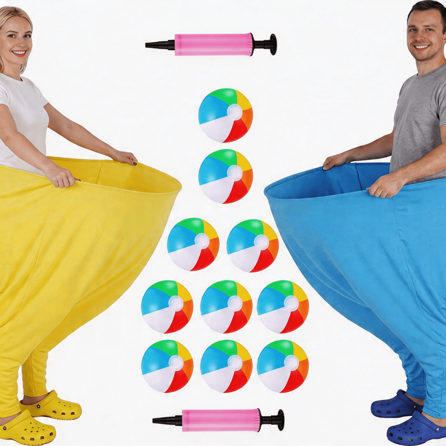 Granny Pants Yard Game Set, 2 PCS Granny Pants Family Party Outdoor Game with 10 Bouncy Balls & 2 Pumps