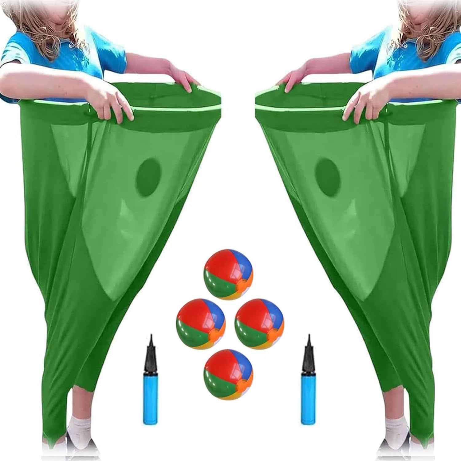 Granny Pants Yard Game Set,Granny Pants Party Rush! Giant Outdoor Party Game with Bouncy Balls and Air Pumps,Fun Family Reunion & Adult Yard Game for Groups (Green-2 Set)
