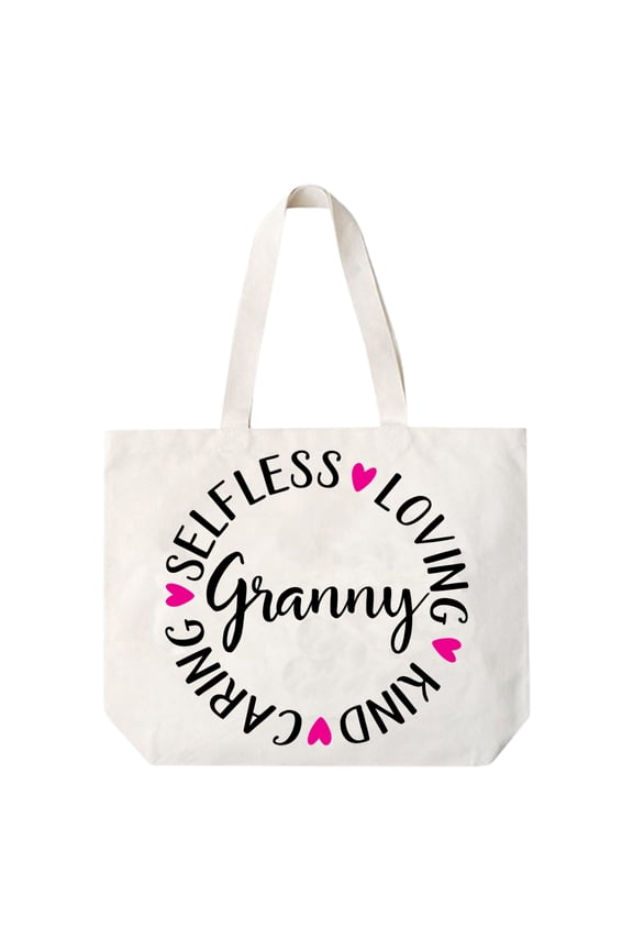 Granny Selfless Loving Caring Kind Granny Canvas Tote Bag Grandma Gift Idea Book Bag Travel Tote Handbag -COCOVICI