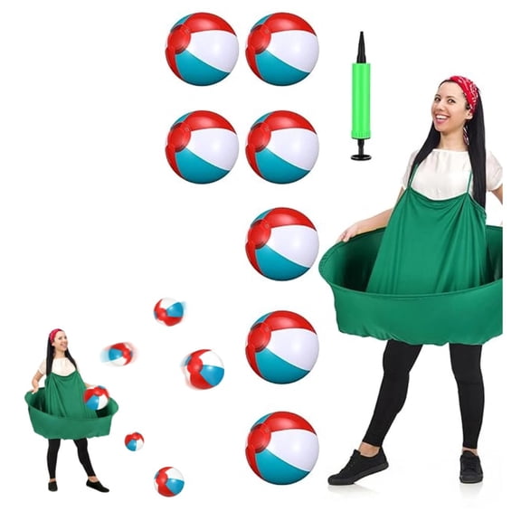 Granny Skirt Yard Game Set with 8 Bouncy Balls & Pump,Granny Pants Outdoor Party Game for Team Relay Lawn Fun,Backyard Parties,Family Parties,Adult