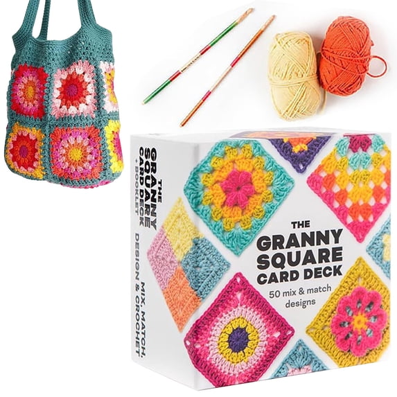 Granny Square Card Crochet Pattern Card Kit 50 Designs Mix And Match Crochet Design Companion For Handmade Projects Visual Crochet Guide On-The-Go