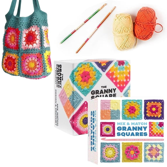 Granny Square Card Deck Crochet Kit For Beginners Crochet Pattern Cards Set With Instruction Booklet Crochet Design Guide Easy Learning Crochet Squares Template Kit Handmade Craft Tool