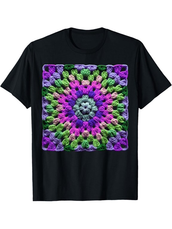 Granny Square Crochet Pattern Retro Seventies Number 11 T Shirt Size S-5XL