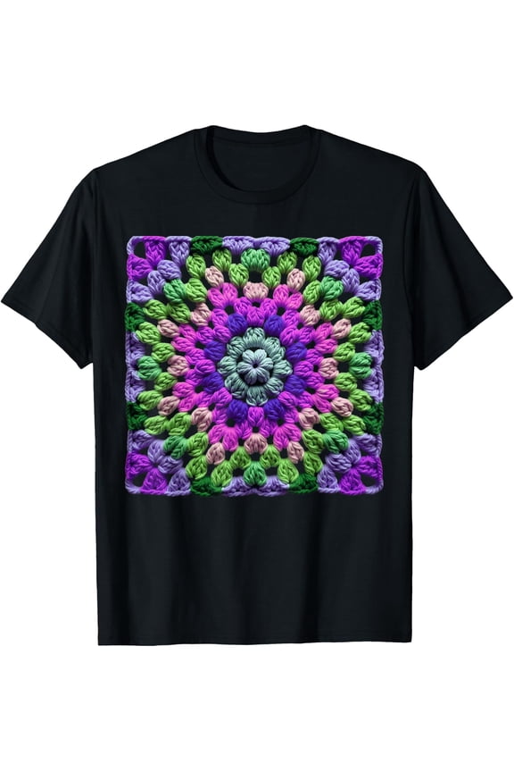 Granny Square Crochet Pattern Retro Seventies Number 11 T Shirt Size S-5XL