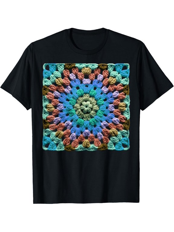 Granny Square Crochet Pattern Retro Seventies Number 8 T Shirt Size S-5XL